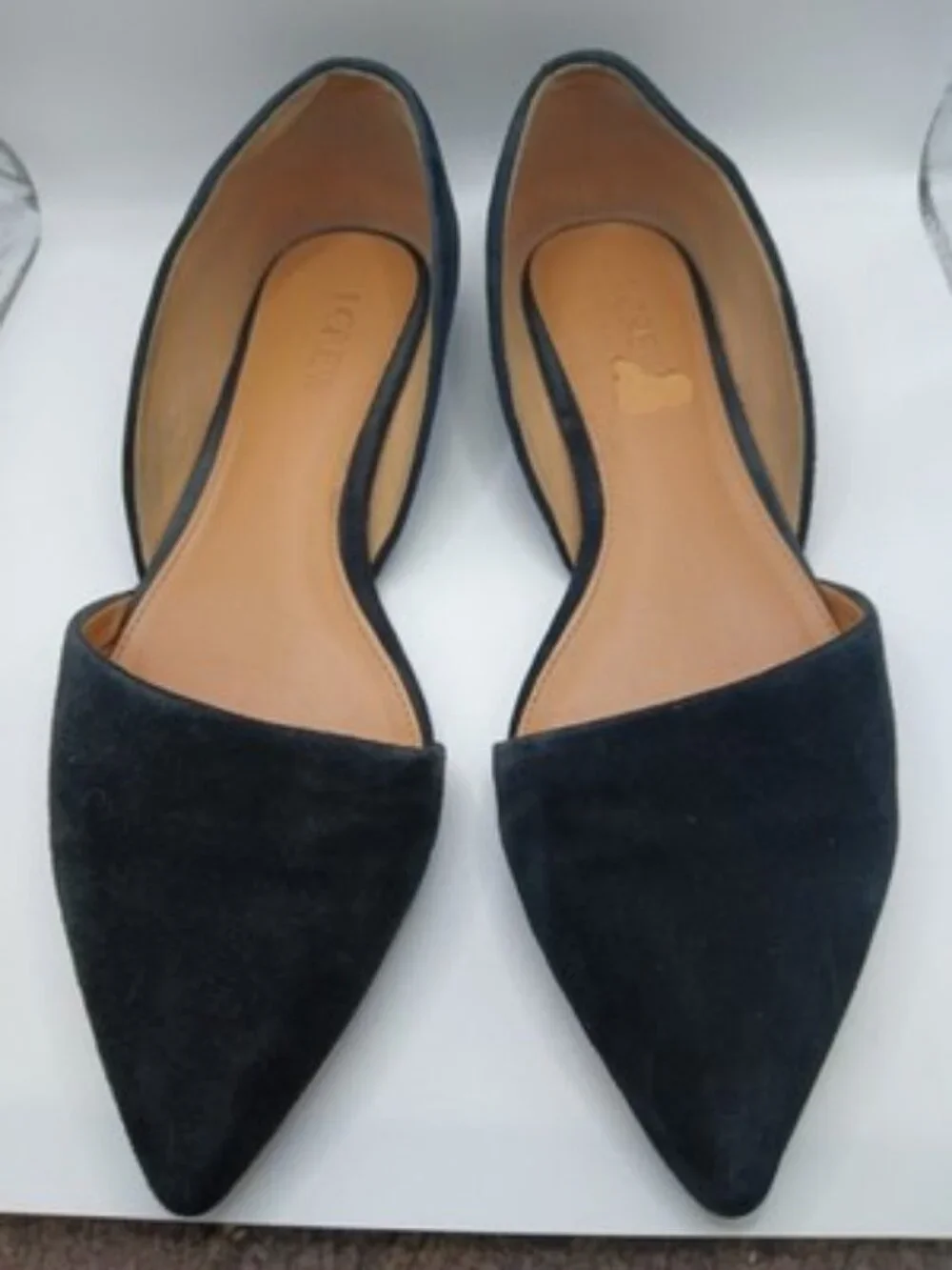 J Crew Zoe D'Orsay Black Suede Leather Flat Point Shoes Women Size 7.5 Ballet